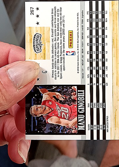 2011-12 Panini NBA Hoops #267 Manu Ginobili — back