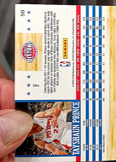 2011-12 Panini NBA Hoops #59 Tayshaun Prince — back