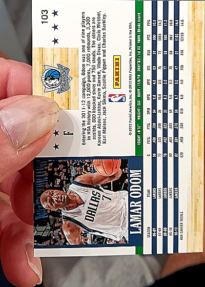 2011-12 Panini NBA Hoops #103 Lamar Odom — back