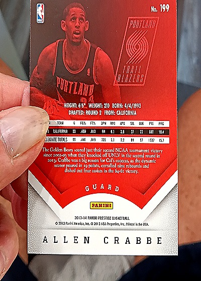 2013-14 Panini Prestige #199 Allen Crabbe — back