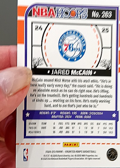 2024-25 Panini NBA Hoops #263 Jared McCain — back