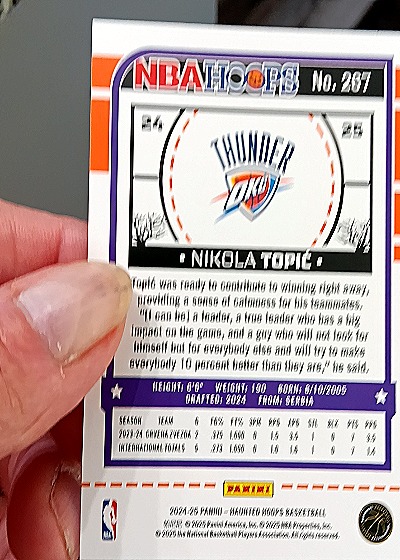 2024-25 Panini Hoops Haunted Hoops #267 Nikola Topic — back