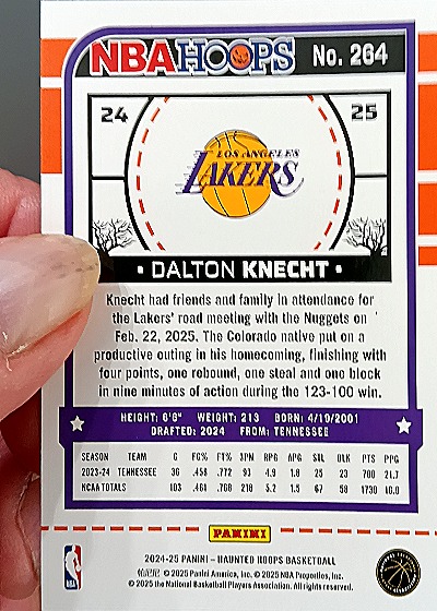2024-25 Panini Haunted Hoops #264 Dalton Knecht — back