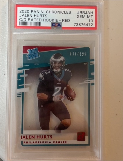 2020 Panini Chronicles Clearly Donruss Rated Rookie #RR-JAH Jalen Hurts — front