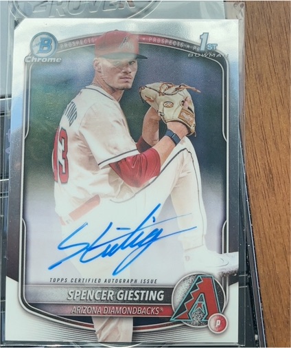 2025 Bowman Chrome #CPA-SG Spencer Giesting 1st Auto Arizona Diamondbacks — front