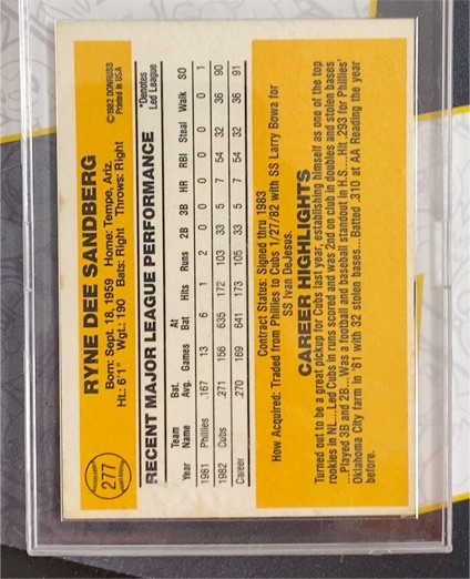1983 Donruss #277 Ryne Sandberg — front