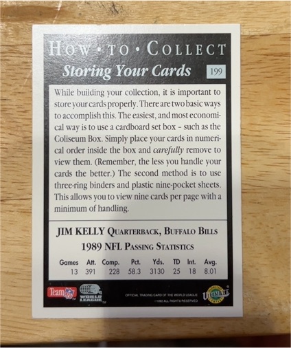 1992 Ultimate #199 Jim Kelly — front