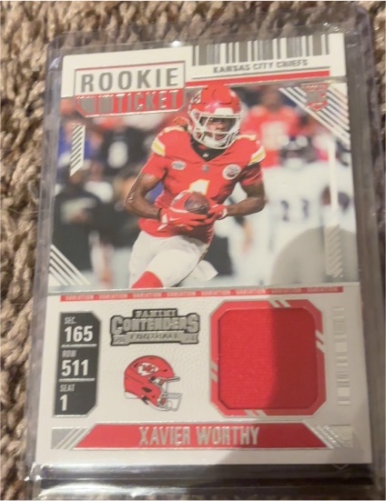 2024 Panini Contenders #RTS-XWY Xavier Worthy Rookie Ticket Patch — front