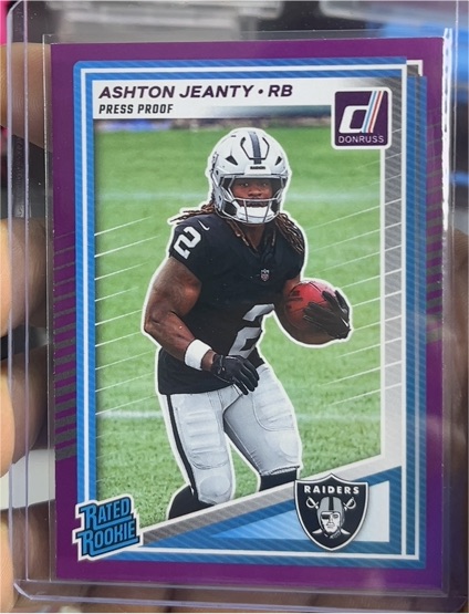2025 Donruss #305 Ashton Jeanty Purple Press Proof Rated Rookie — front