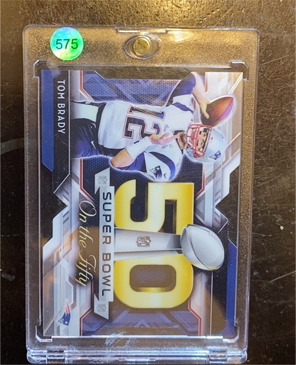 2015 Topps Chrome Super Bowl 50 Die-Cuts #SBDC-TB Tom Brady On the Fifty — front