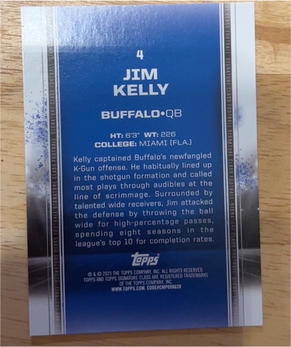 2025 Topps Signature Class #4 Jim Kelly — front