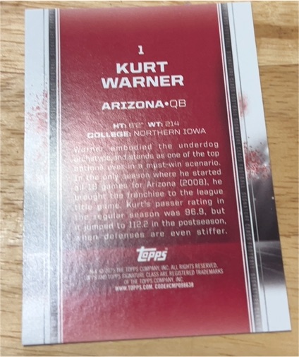 2024 Topps Signature Class #1 Kurt Warner — front