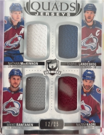 2020-21 Upper Deck The Cup Quads Jerseys #C4-MLRN Nathan MacKinnon Gabriel Landeskog Mikko Rantanen Nazem Kadri — front
