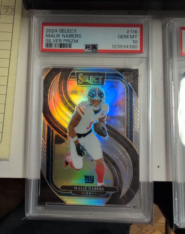 2024 Panini Select #116 Malik Nabers Premier Level Silver Prizm — front