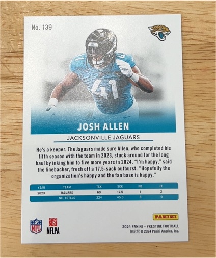 2024 Panini Prestige #139 Josh Allen — front