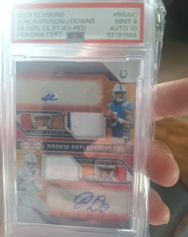 2023 Panini Illusions #RRAIC Anthony Richardson Josh Downs Rookie Reflections Dual Patch Auto — front