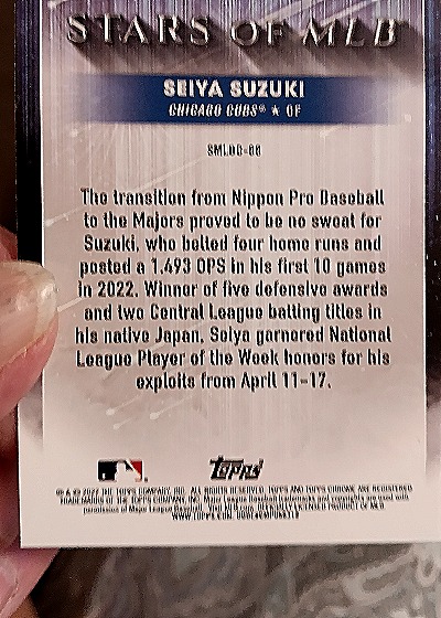 2022 Topps Stars of MLB #SMLB-00 Seiya Suzuki — back