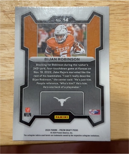 2024 Panini Prizm Draft Picks #14 Bijan Robinson — front