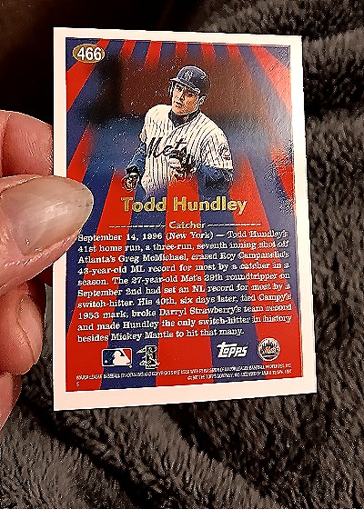 1996 Topps #466 Todd Hundley — back