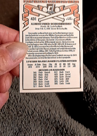 1981 Donruss #431 Red Schoendienst — back