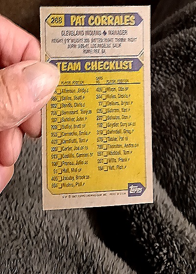 1987 Topps #268 Pat Corrales — back