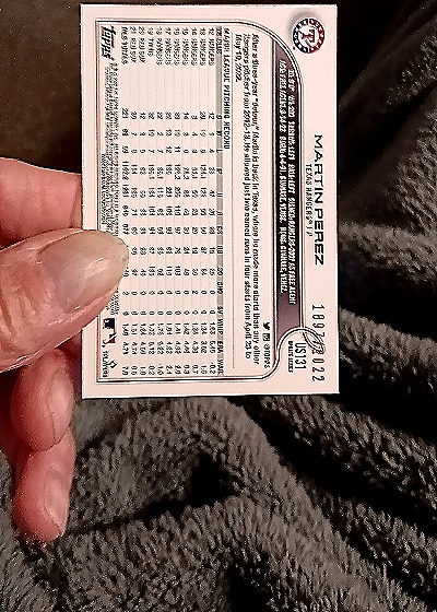 2022 Topps Update #US131 Martin Perez — back