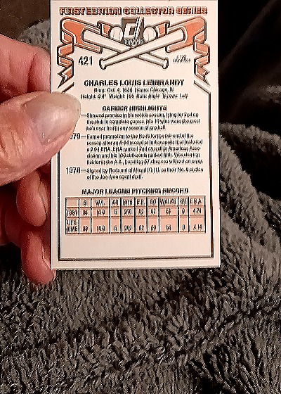 1981 Donruss #421 Charlie Leibrandt — back