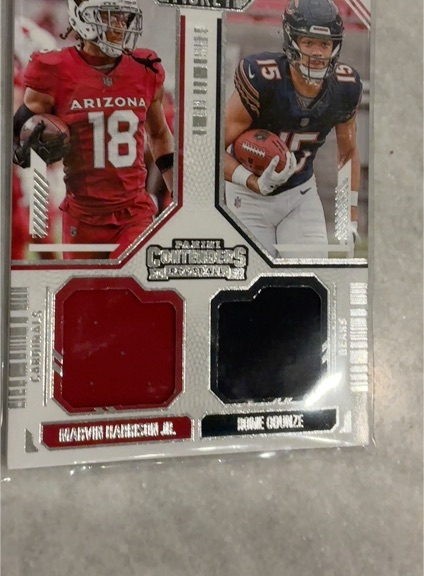2024 Panini Contenders Rookie Ticket Dual Swatches #DS-12 Marvin Harrison Jr. & Rome Odunze — front