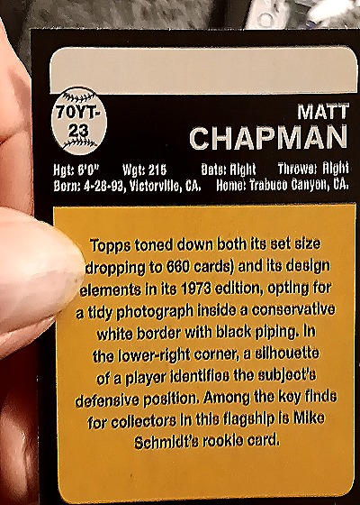 2021 Topps Update 70 Years of Topps #70YT-23 Matt Chapman — back