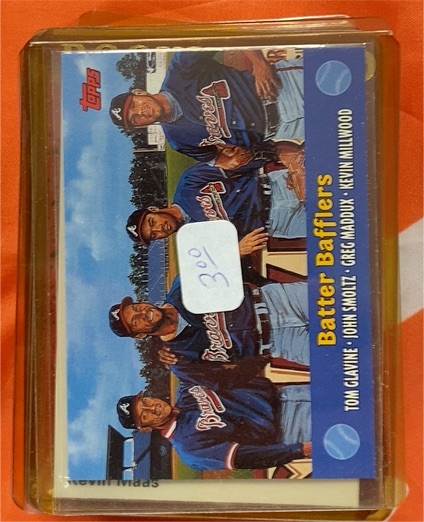 2000 Topps #300 Batter Bafflers Tom Glavine John Smoltz Greg Maddux Kevin Millwood — front