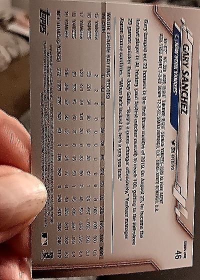 2020 Topps #46 Gary Sanchez — back