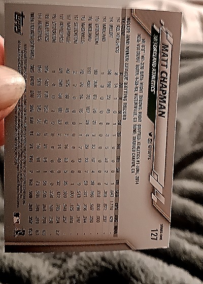 2020 Topps #127 Matt Chapman — back