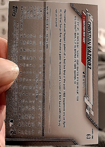 2020 Topps #63 Christian Vazquez — back