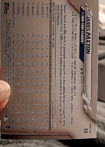 2020 Topps #68 James Paxton — back
