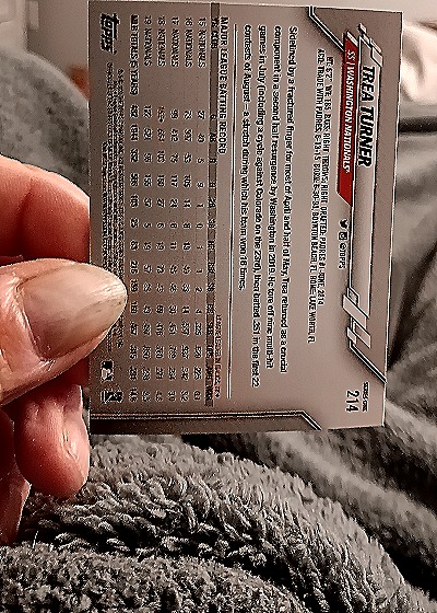 2020 Topps #214 Trea Turner — back