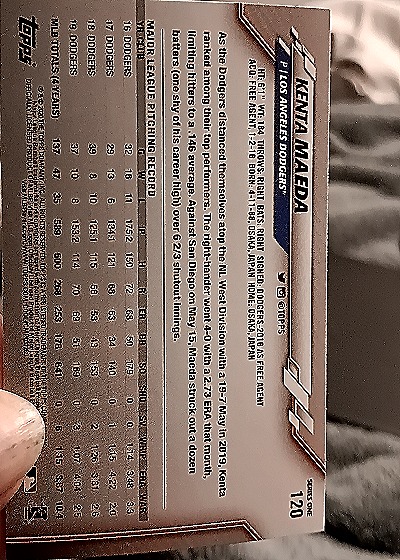 2020 Topps Series 1 #120 Kenta Maeda — back