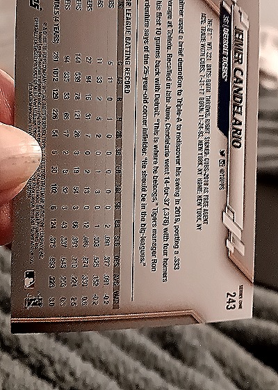 2020 Topps #243 Jeimer Candelario — back