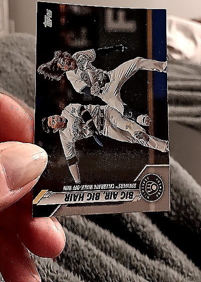 2020 Topps #72 Big Air, Big Hair Keston Hiura / Ben Gamel — front