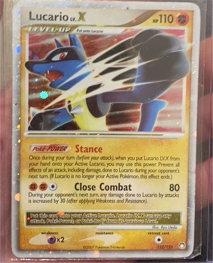 2007 Pokemon Mysterious Treasures #122 Lucario LV.X — front