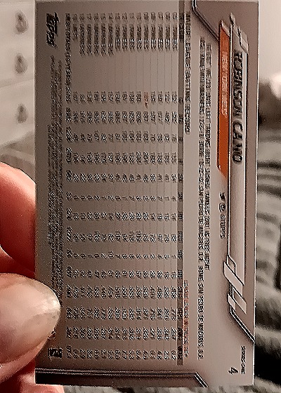 2020 Topps Series 1 #4 Robinson Cano — back