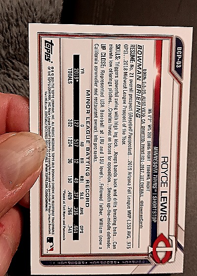 2021 Bowman Chrome #BD-03 Royce Lewis — back