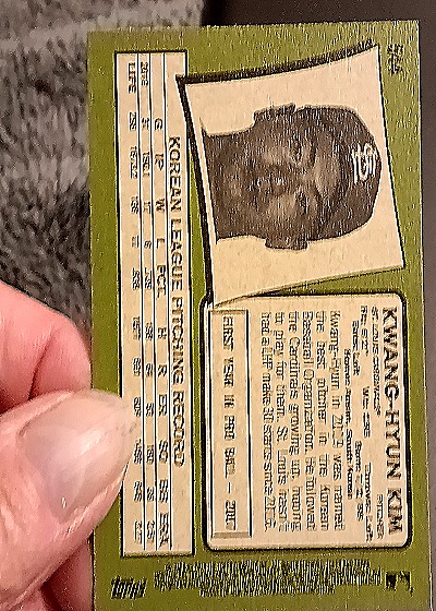 2020 Topps Heritage #544 Kwang-Hyun Kim — back