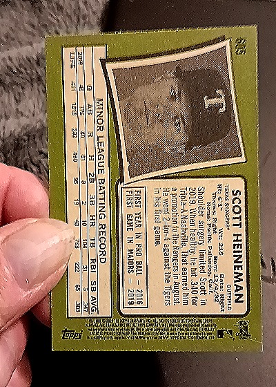 2020 Topps Heritage High Number #605 Scott Heineman — back