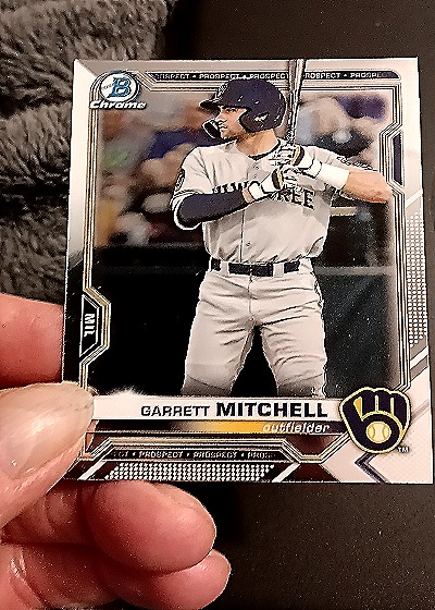 2021 Bowman Chrome #BCP-129 Garrett Mitchell — front