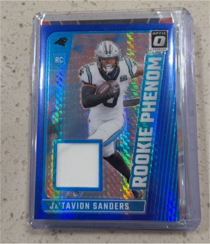 2024 Panini Donruss Optic #RPB-JSS Ja'Tavion Sanders Rookie Phenom Blue Hyper Patch — front