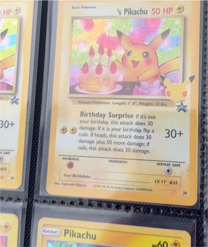 1995 Birthday Pikachu #24 — front