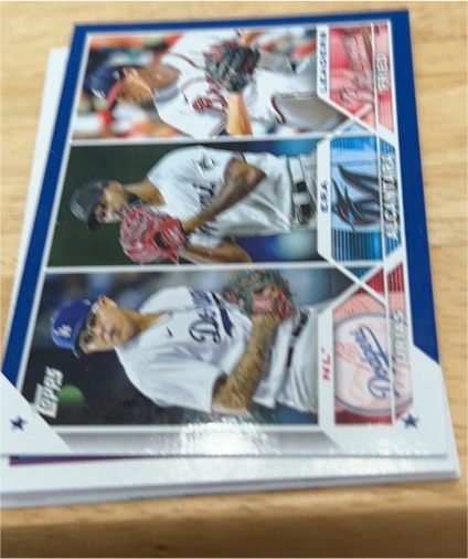 2023 Topps Series 1 #284 Urias/Alcantara/Fried NL ERA Leaders — front