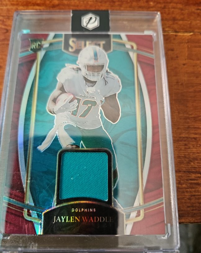 2021 Panini Select Rookie Swatches Red Prizm #RSW-JWA Jaylen Waddle — front