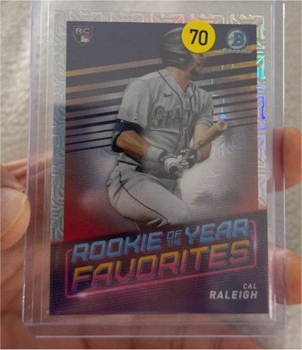 2022 Bowman Chrome #ROYF-7 Cal Raleigh Rookie of the Year Favorites Mojo — front