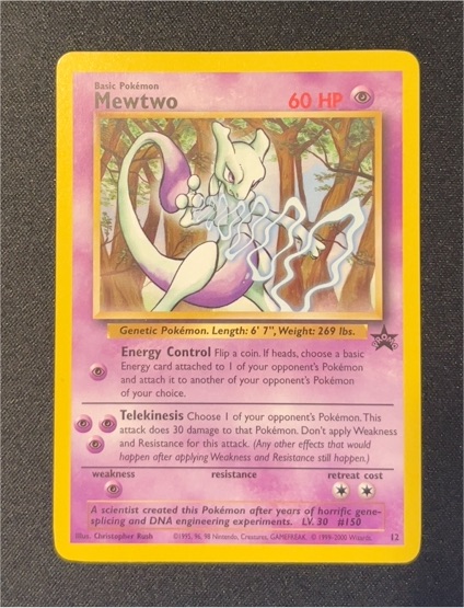 1999 Pokémon Black Star Promo #12 Mewtwo — front